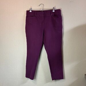 Loft Pants Women’s Plum Curvy Skinny Ankle Flat Front Business Casual Sz 12